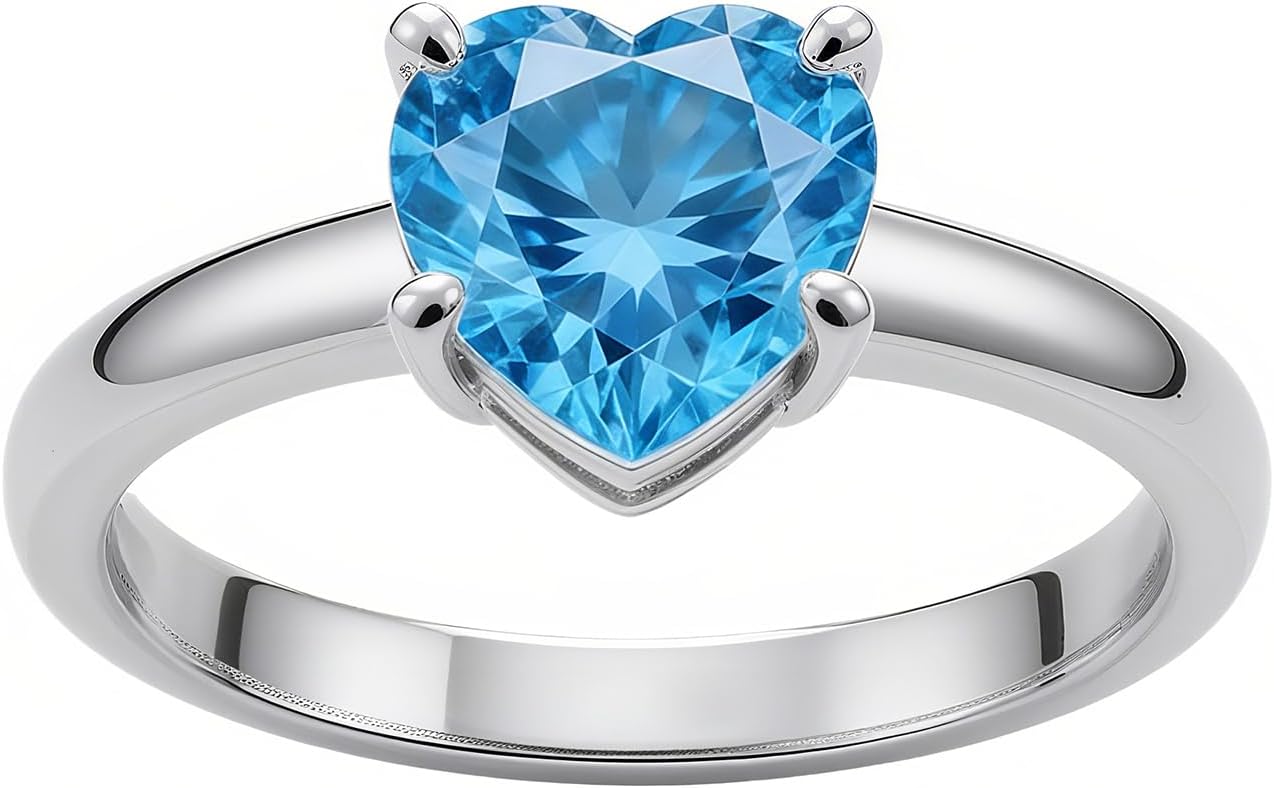 1 Carat-10 Carat Heart-Cut Gemstone Wedding Engagement Rings for Women, Lab-Grown Sapphire/Ruby/Emerald/Moissanite/Amethyst/Garnet/Black Onyx/Blue Topaz/Citrine/Tourmaline/Peridot Gemstone Heart Wedding Rings for Women, Customizable 10K Gold/14K Gold/18K Gold/925 Sterling Silver