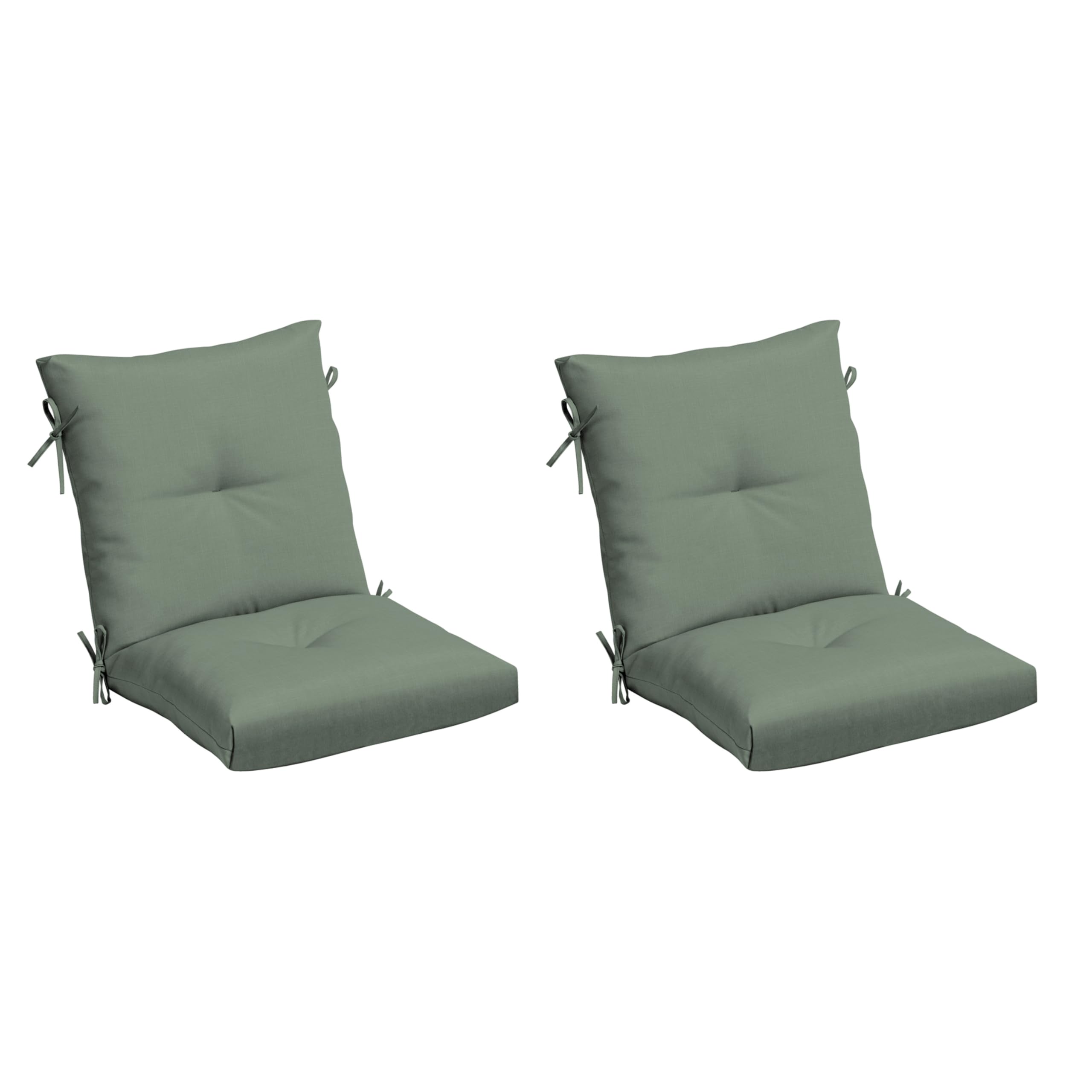 Arden earthFIBER Plush Modern Tufted Polyfill Dining Chair Cushion, 2 Pack, 21 x 40, Water Repellent, Fade Resistant Sage Green Texture
