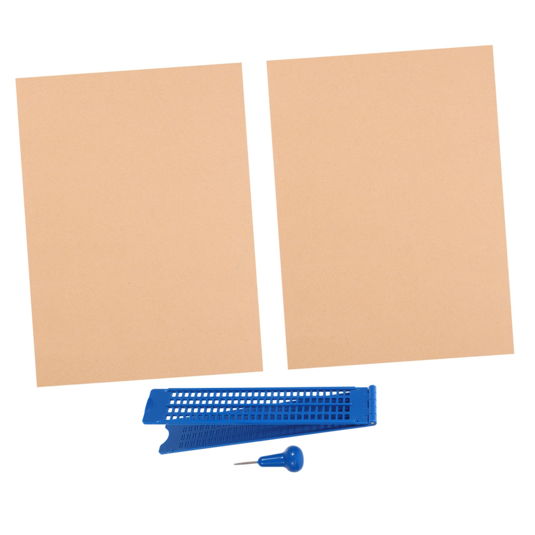 Kit per Scrittura Braille Tavoletta Blu in Plastica, Stilo Portatile Facile da Usare per Non Vedenti, per Apprendimento e Pratica Quotidiana