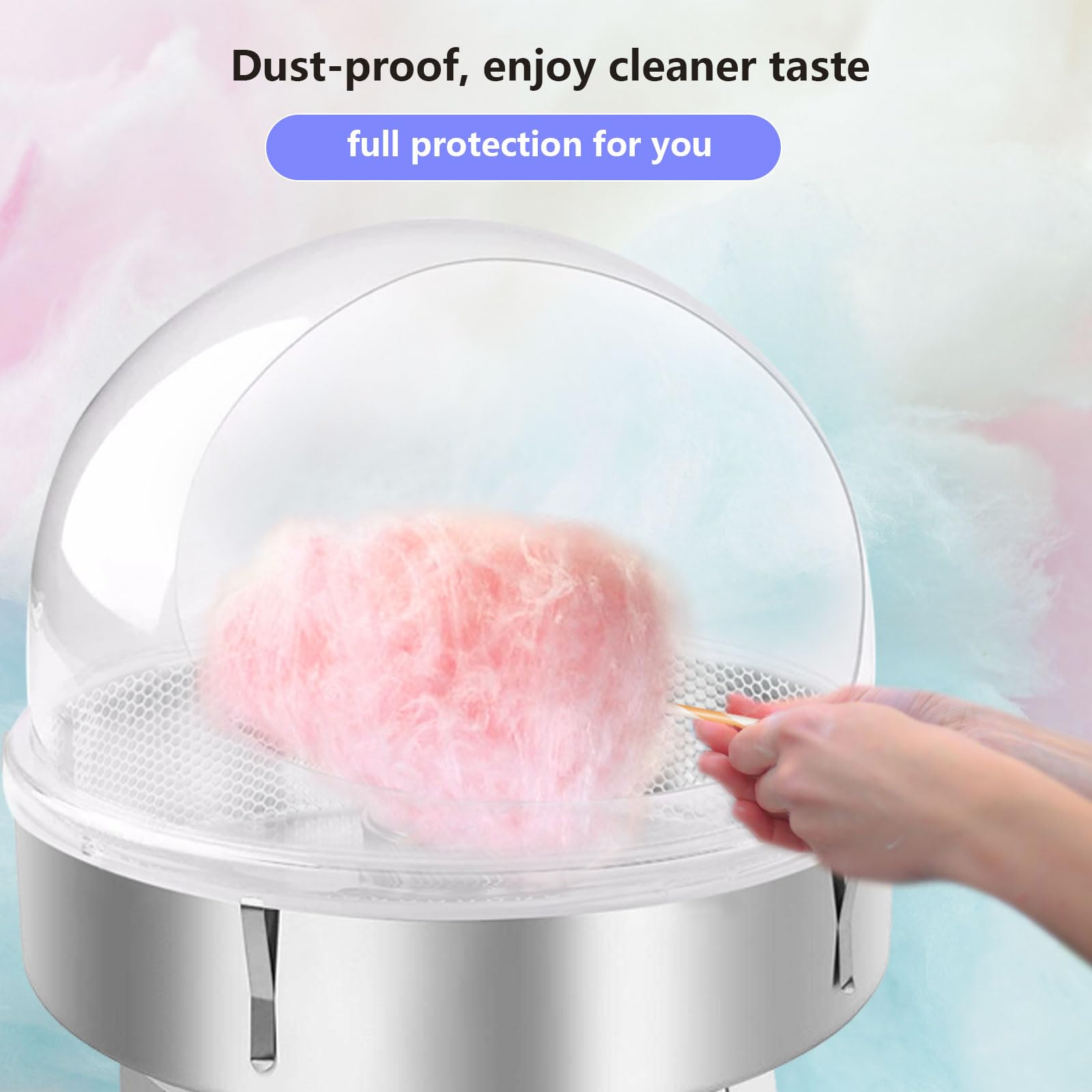 AIZYR Cubierta Comercial De La Máquina De Algodón De Azúcar,Cubierta De Algodón De Azúcar Guardapolvo Cúpula De Escudo Acrílico De Máquina Candyfloss