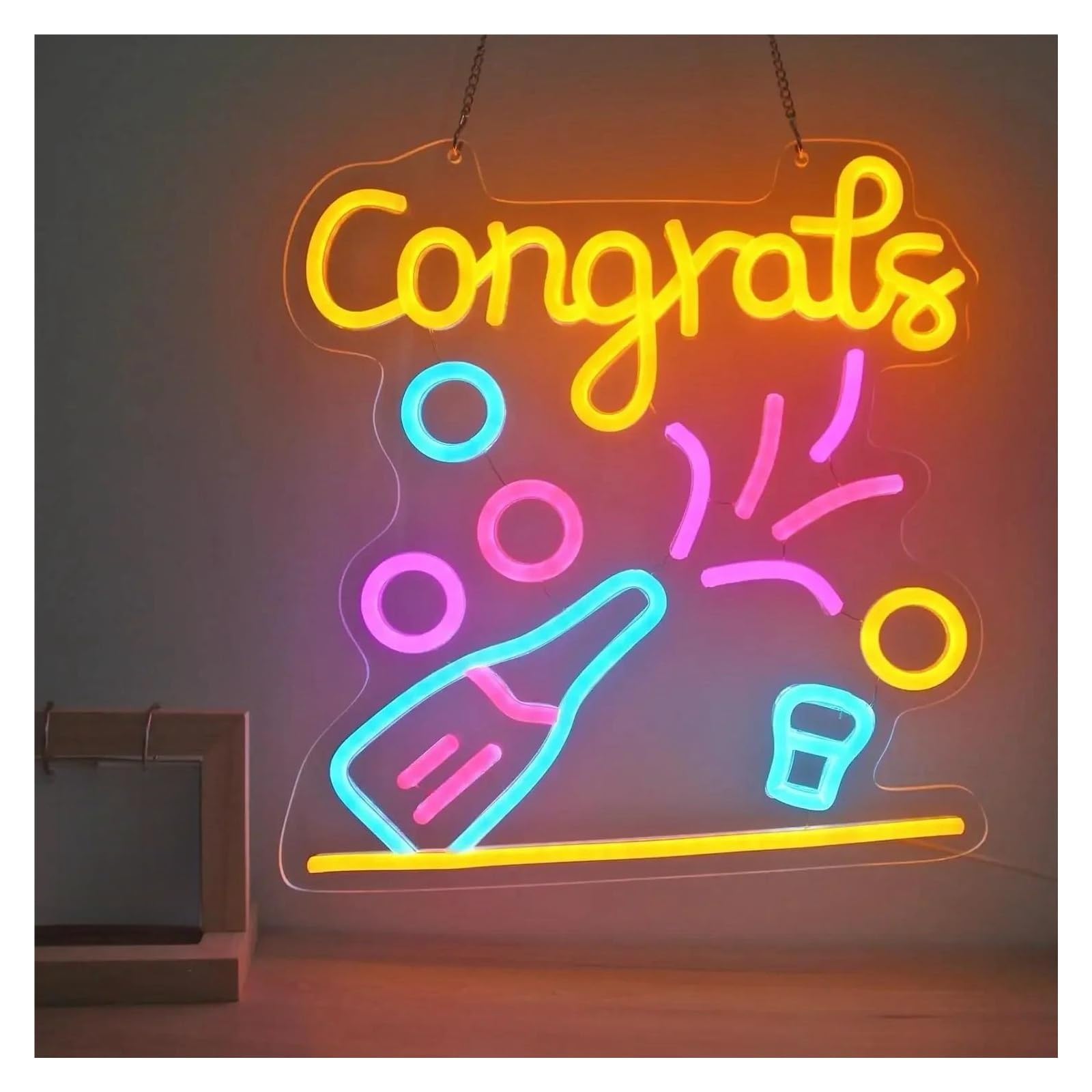 LEMST Signs Lamp Congrats Neon Sign Light Dimmable USB Powered for Graduation Party Decorations Wedding Birthday Grad Backdrop 32cmx34cm