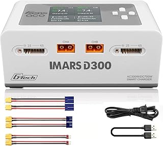 Lipo Battery Charger, Gens Ace IMARS D300 Smart Balance Charger Dual Channel AC 300W / DC 700W (350W*2) 16A for RC LiPo Li-Ion LiHV Life Battery Charging (White)