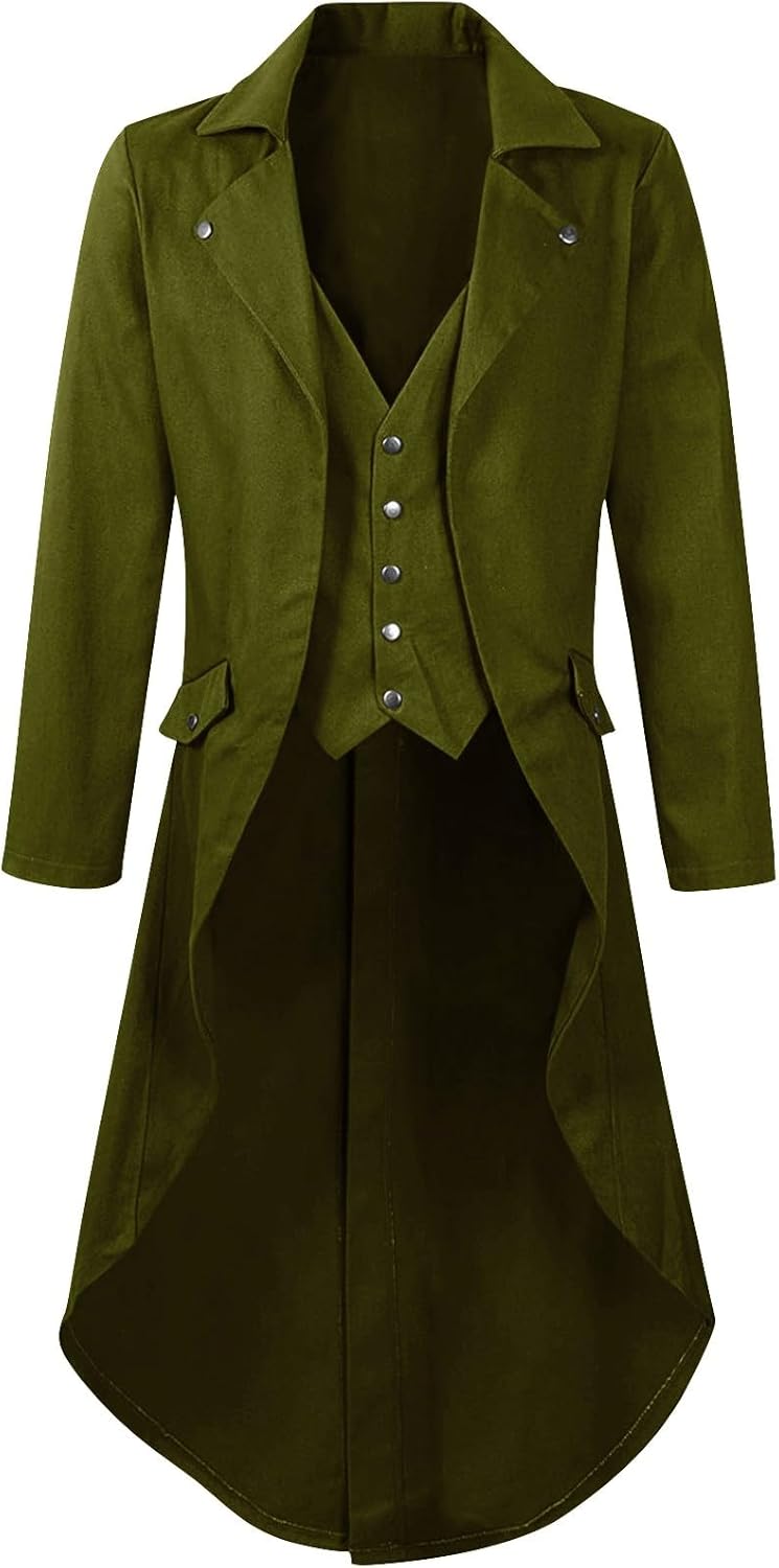 Mens Vintage Jacket Gothic Medieval Steampunk Tailcoat Jacket Victorian Pirate Coat Renaissance Tailcoat Costume