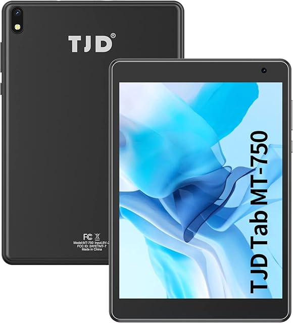 TJD 7.5 Inch Android Tablet, Android 10, 2GB RAM 32GB ROM, 2MP+5MP Dual Camera, Quad-Core Processor, 1440x1080 IPS Touch Screen Wi-Fi Bluetooth Google Certified 3500mAh PC MT-750QU Blue Red