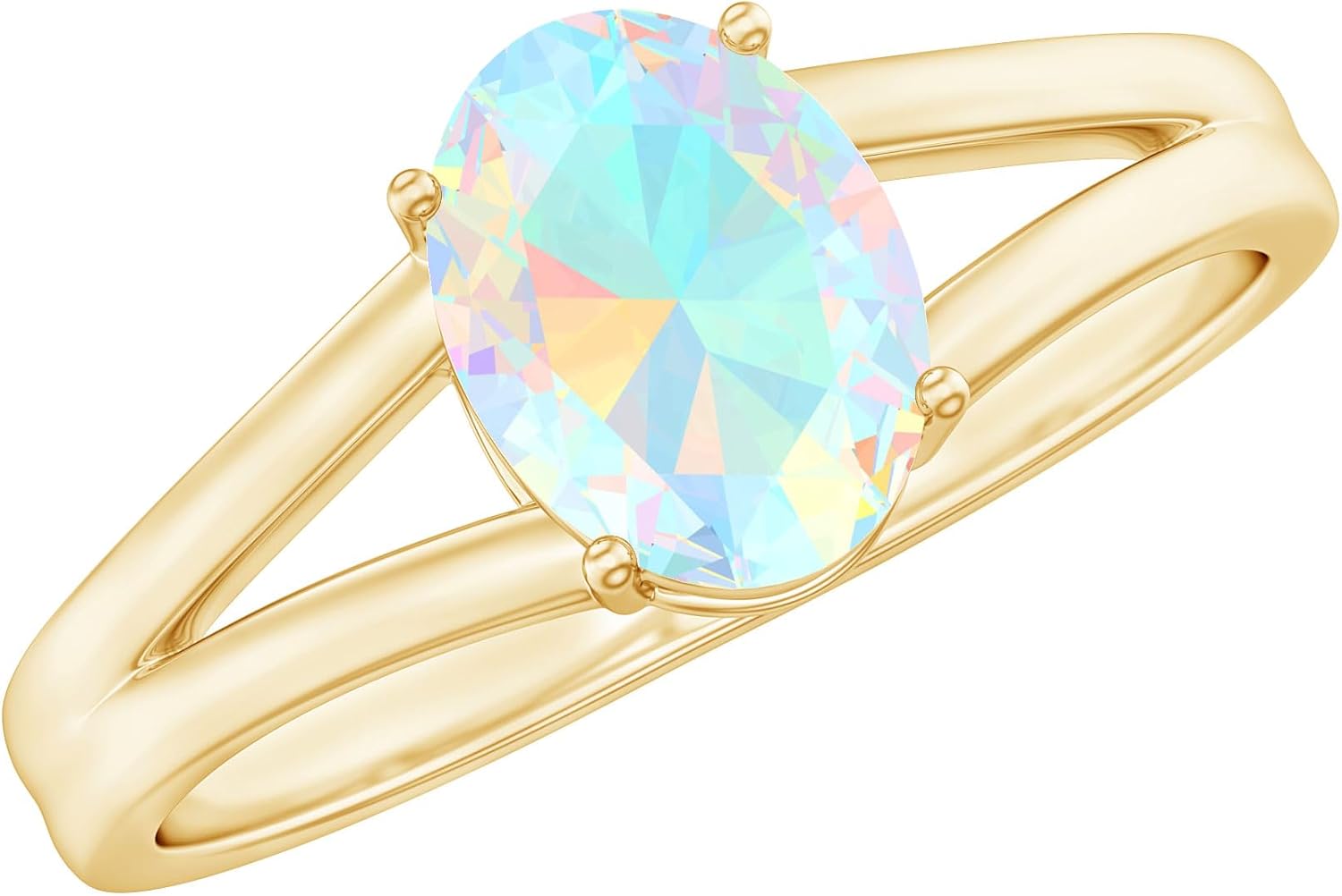 Mothers Day Gift, Natural 1.2 Carat Ethiopian Opal Oblong Engagement Ring, AAA Quality, Certified Opal Solitaire Ring