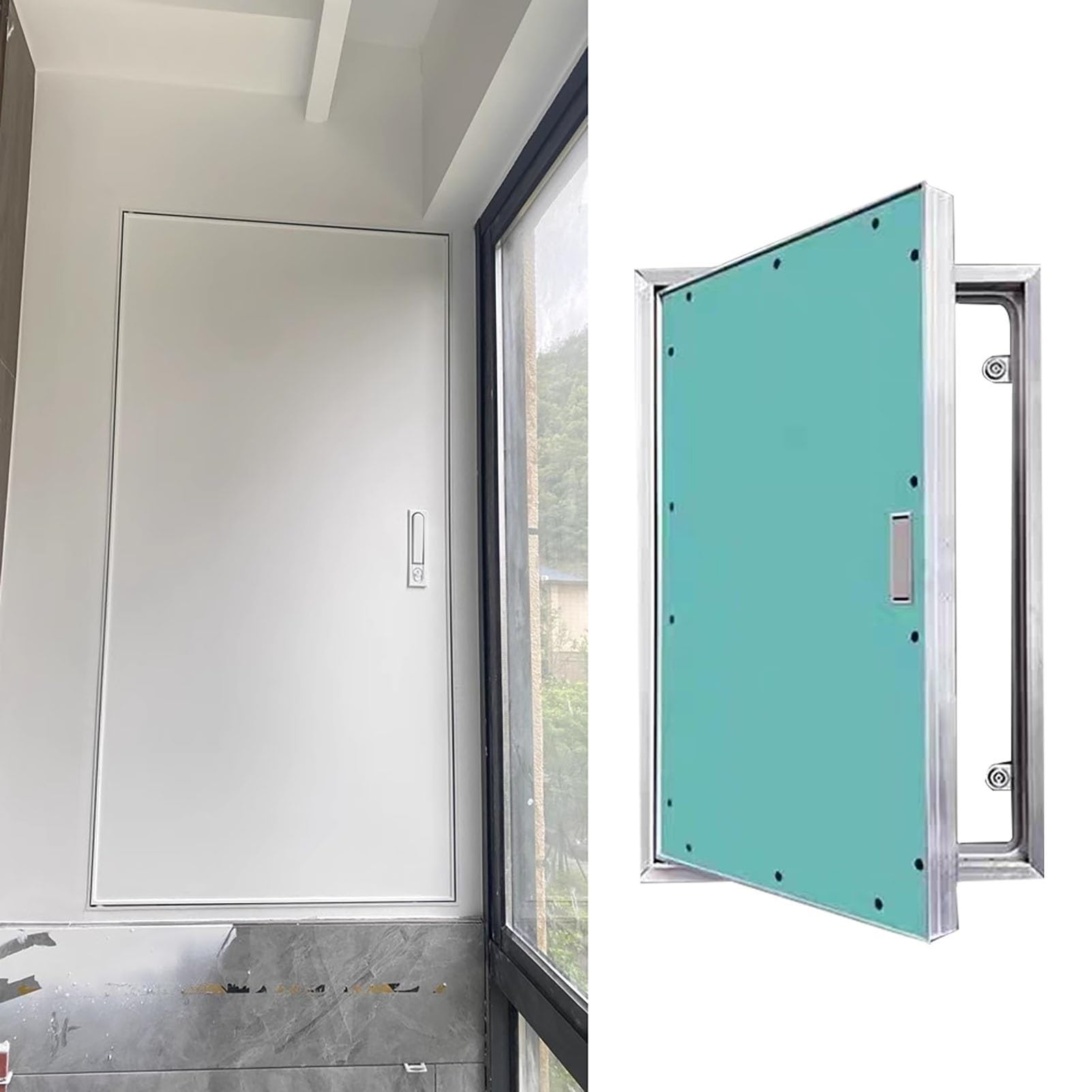 Trampilla Pladur 22x30 32x36 24x36 22x36 18x24 16x24 Panel de Acceso, Placa de Yeso Laminado Puerta de Acceso Tapa de Las Válvulas de Agua, Empotrable Pintable Pestillo de la Puerta de Mantenimiento(9