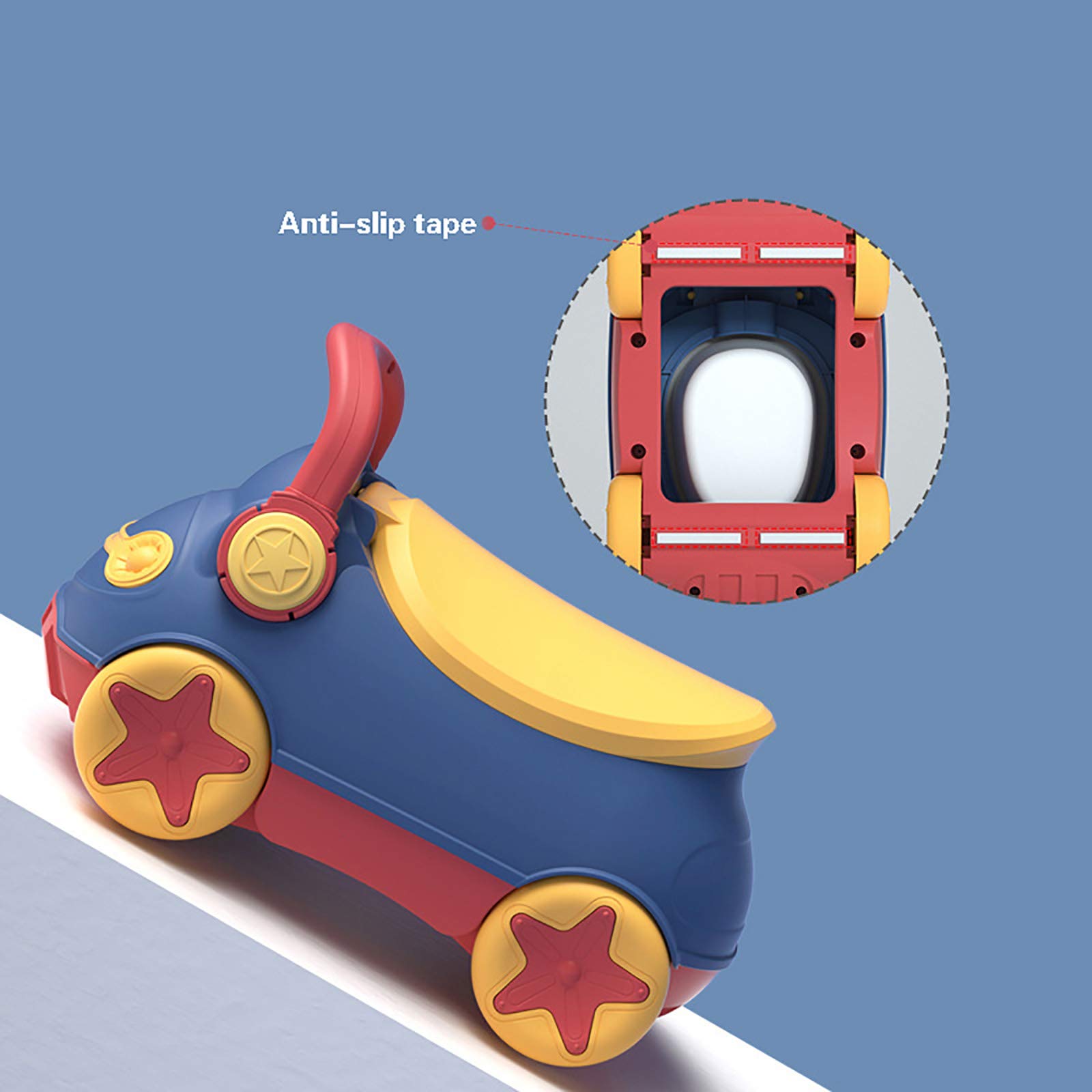 WC per Auto per Bambini, vasino Fisso con Piedini Antiscivolo, Cuscino paraspruzzi Schienale Alto, con vasino Interno Rimovibile con Coperchio