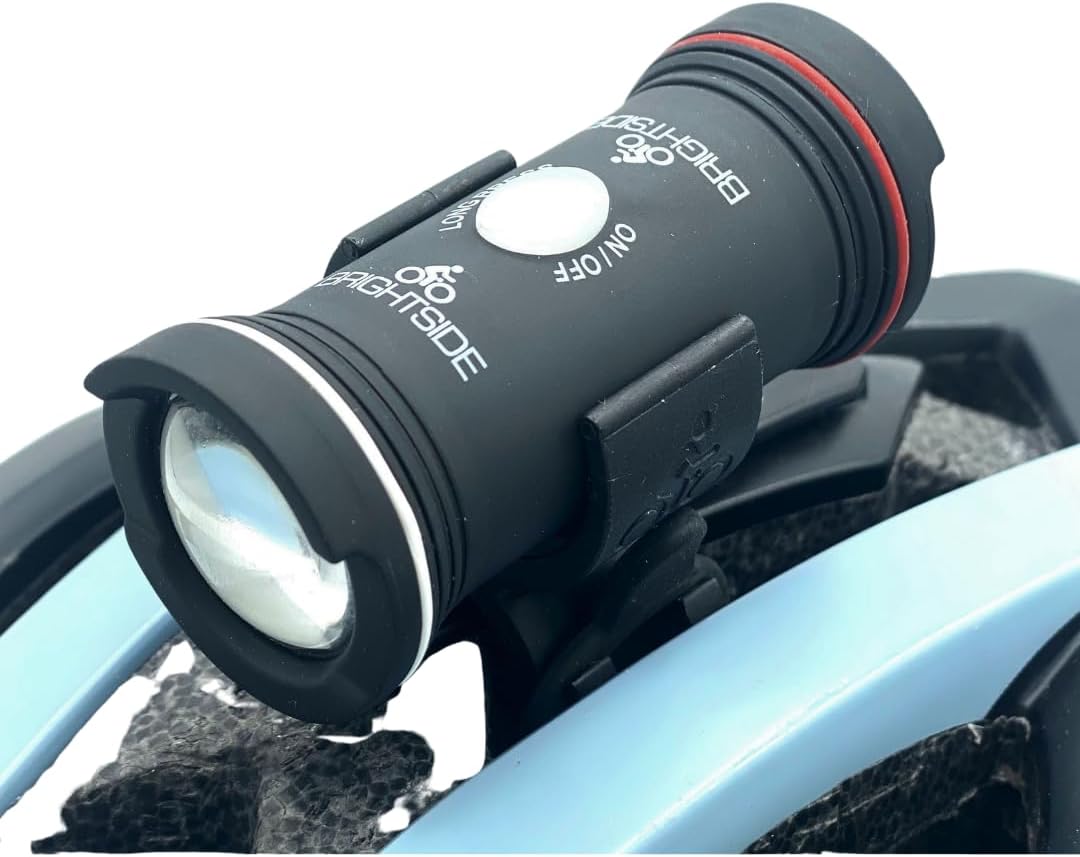 Brightside Bike Helmet Light. Stay-Seen Cycle Safety Light. Dual Front & Rear Bike Light for All Cyclists. Easy Fitting to Most Helmets. 43hr Run Time, 7 Modes, Waterproof & Rechargeable
