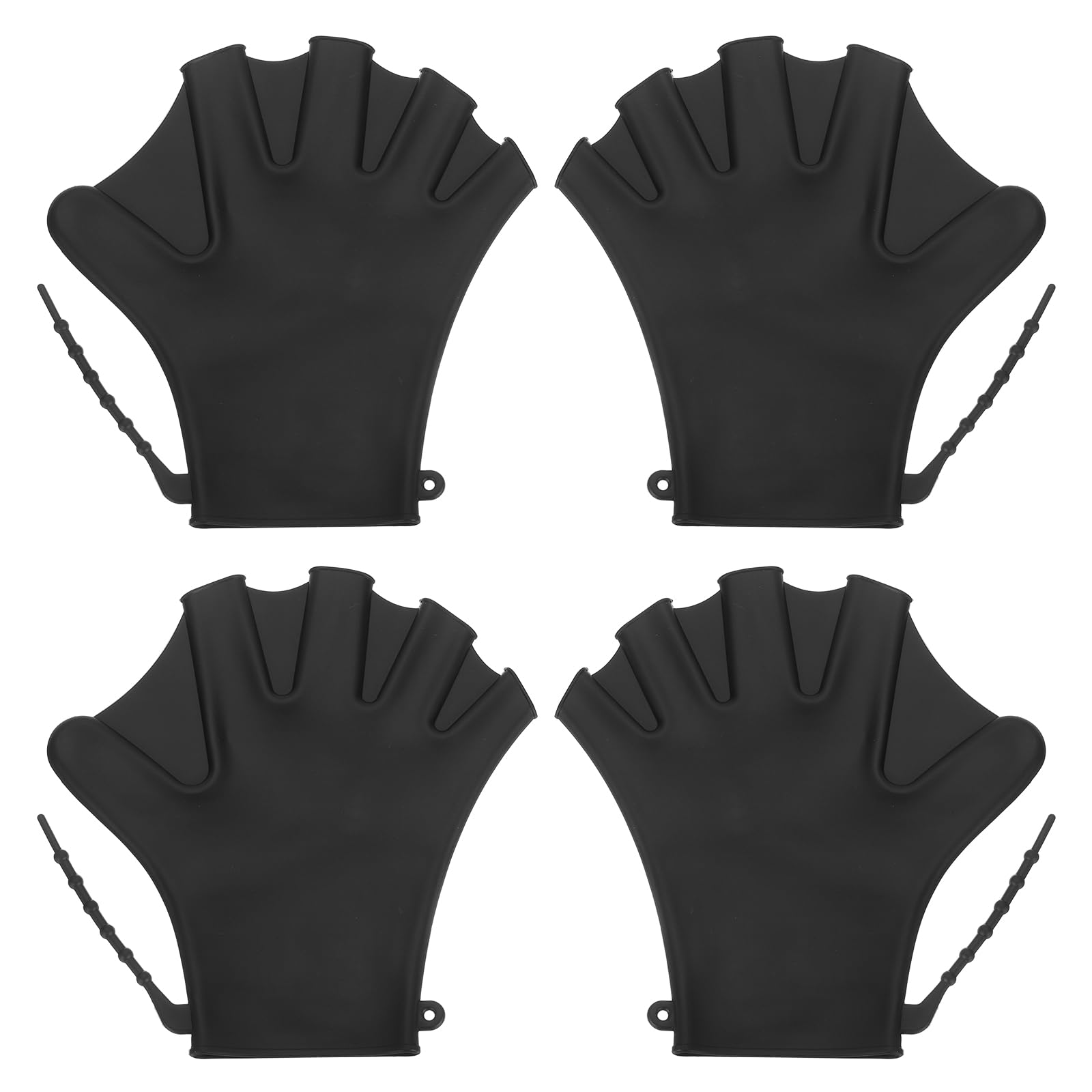 PATIKIL 8 Inch Swim Gloves, 2 Set Silicone Swimming Gloves for Men Women Adults Water Resistance Training Diving Snorkeling, Black