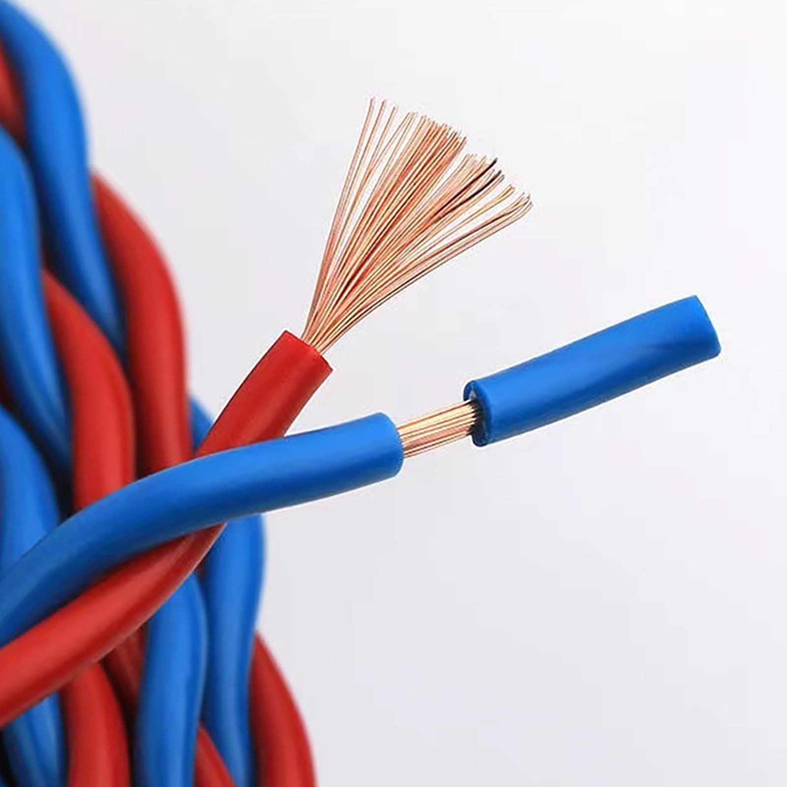 Cavo elettrico 18/17/16 AWG, coppia intrecciata, rosso/blu, cavo flessibile isolato in PVC, per illuminazione a LED, ricarica di bicicletta elettrica e collegamento di energia (30,5 m, 1,5 mm² (16 AWG