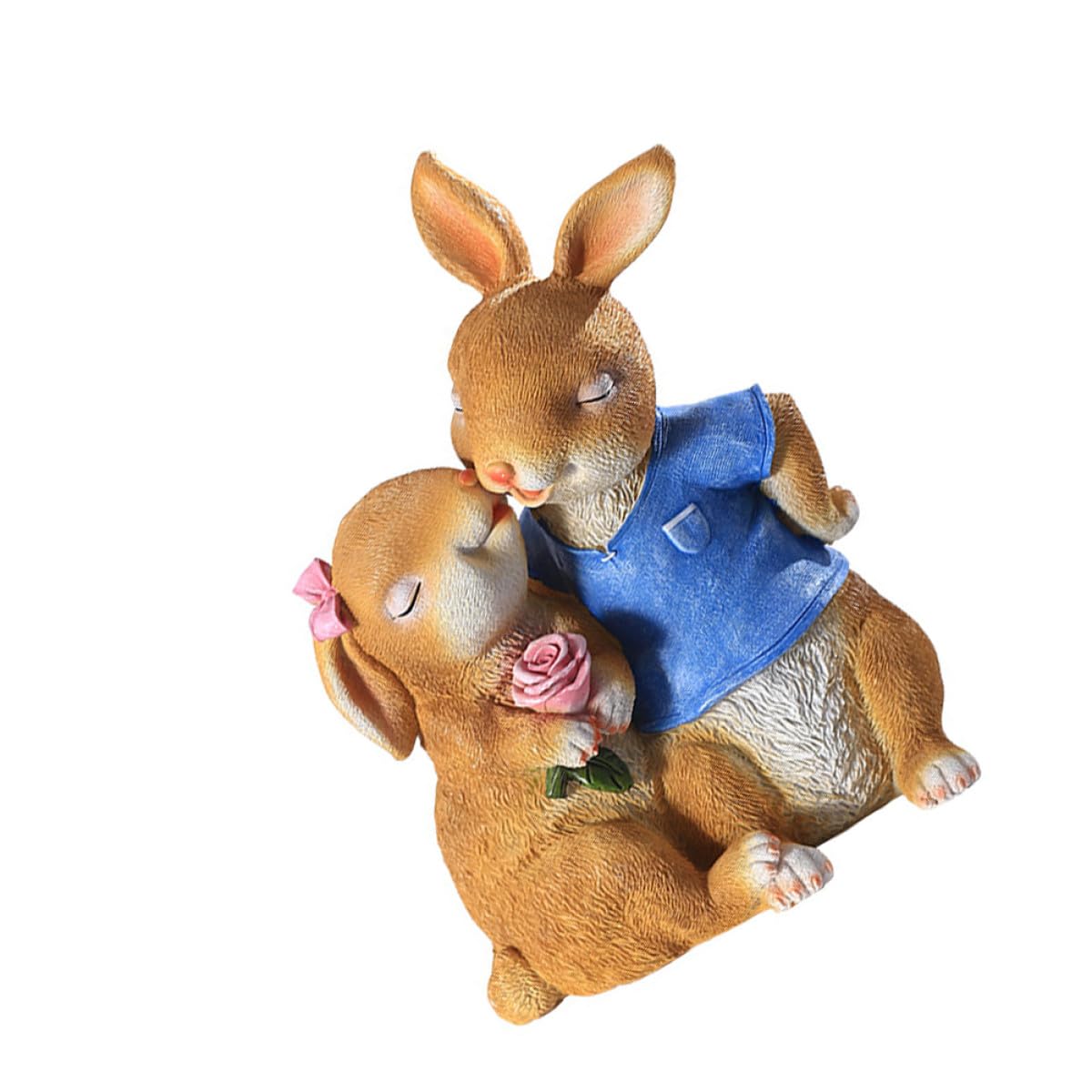Couple de lapins décoratifs en résine, cadeau idéal pour terrasse
