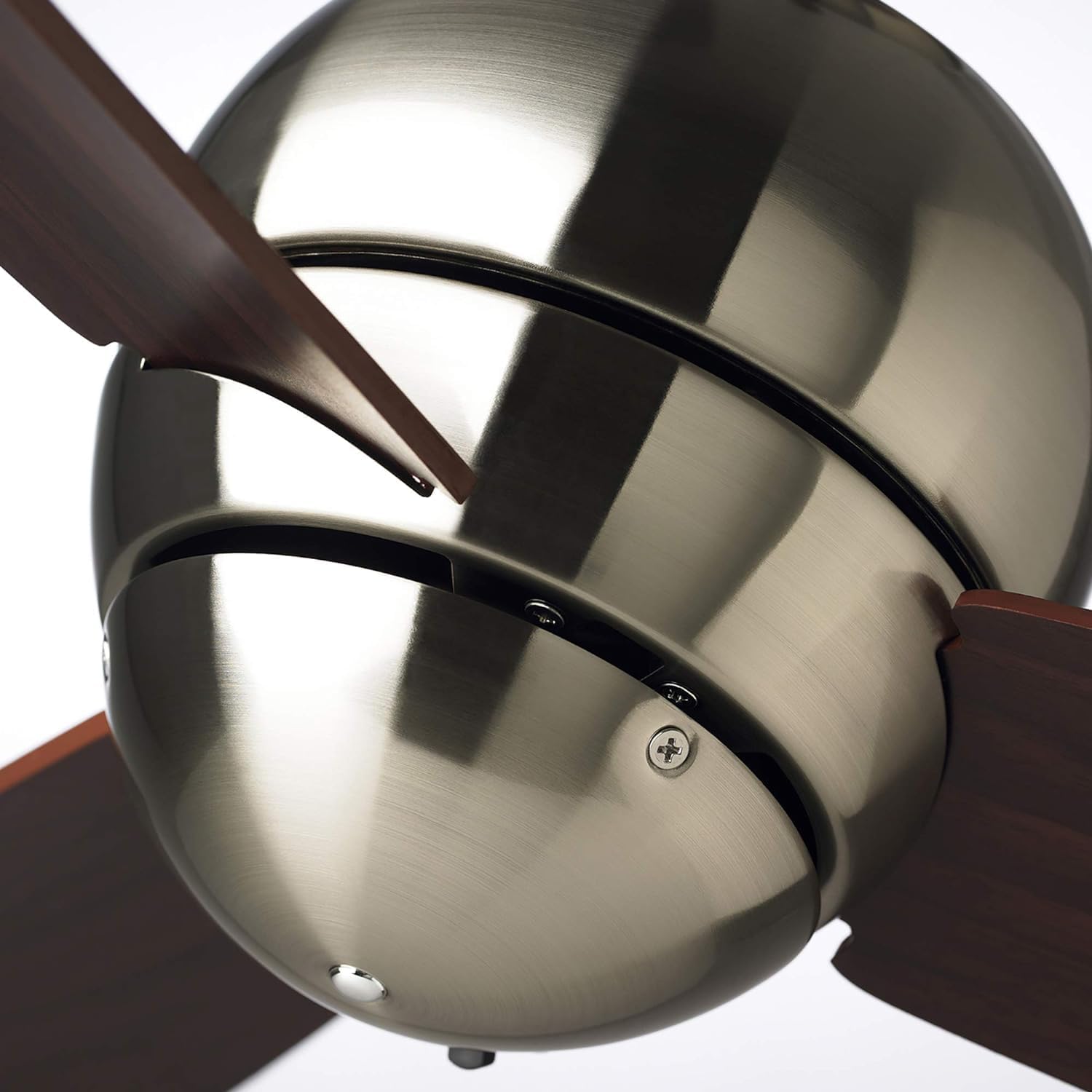 kathy ireland HOME [CF130BS] Tilo 30 inch Brushed Steel Ceiling Fan, 4 Speed Wall Control, Damp Location Approved, 3 Curved Plywood Blades