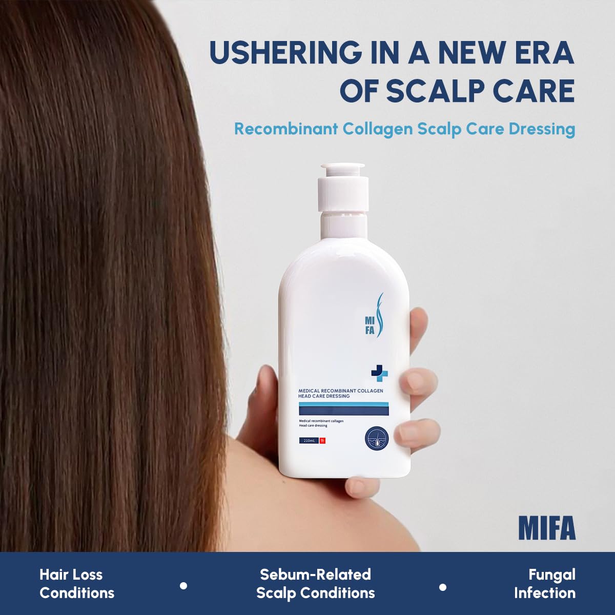 Collagen Scalp Cleansing Shampoo for Men Women, Flake & Itch Control Botanical Scalp Care Wash, Moisturizing Barrier Repair Shampoo for Thinning Oily Sensitive Scalp, Strengthen Hair Roots, 210ml