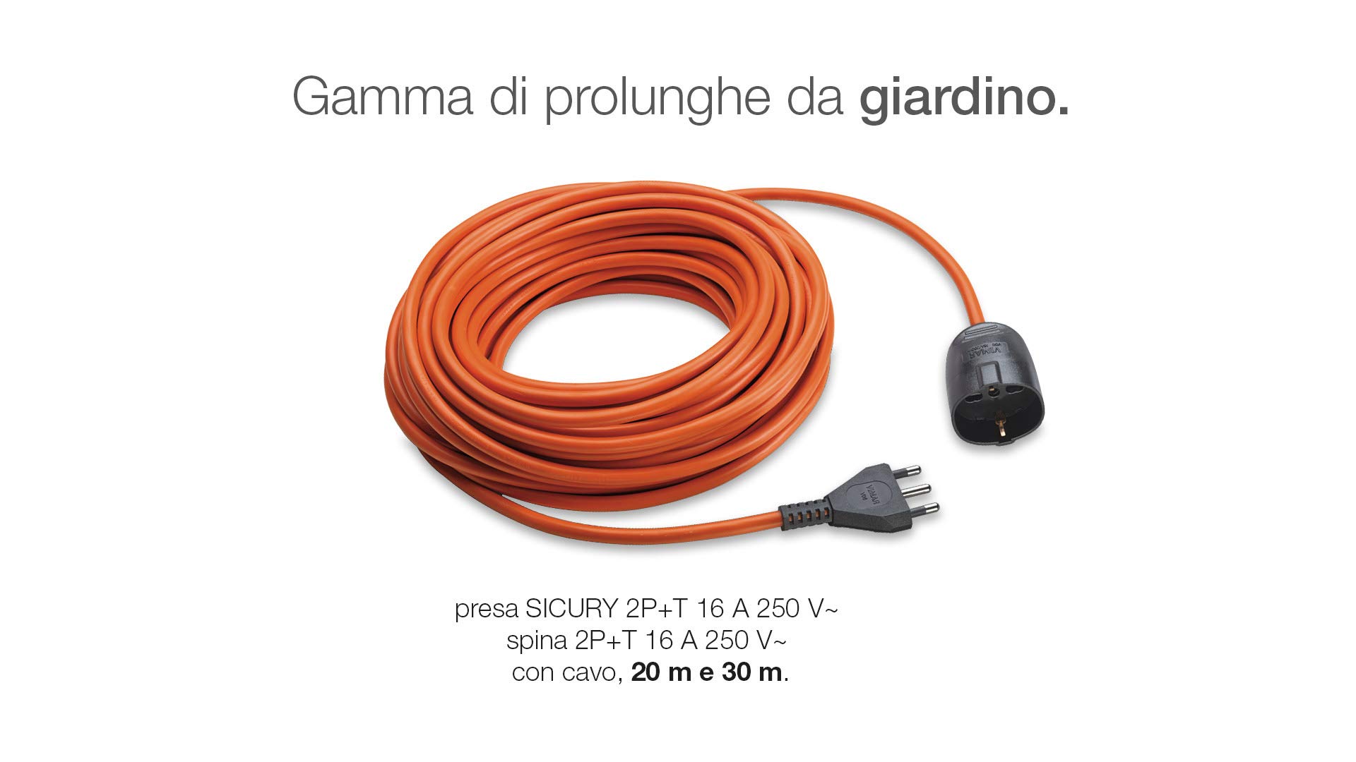 Vimar 0R32394 uniwersalny przedłużacz elektryczny z kablem 20 m, 21 x 21 x 8 cm, pomarańczowy