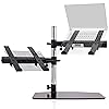 Pyle Dual Tray Laptop Stand Adjustable Height Portable Desk Mount Ergonomic Support for DJ Mixer Workstation Gaming Treadmill Setup