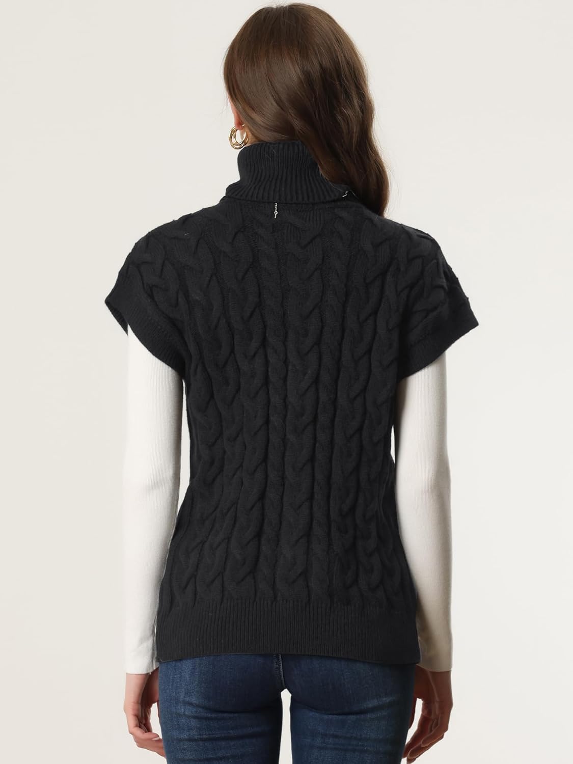 Allegra K Women's Casual Turtleneck Sweaters Mock Neck Twist Sleeveless Vests Knit Pullover Sweater Vest - Image 4