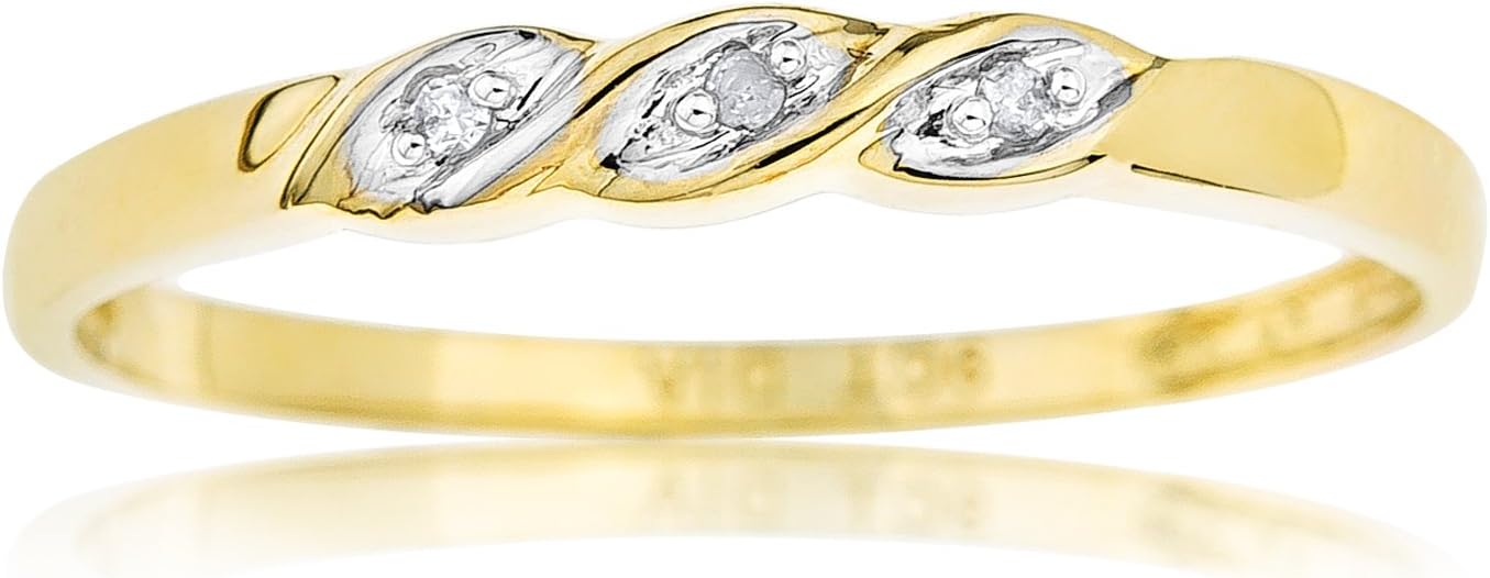 Ornami Glamour 9ct Yellow Gold Diamond Set Twist Ring