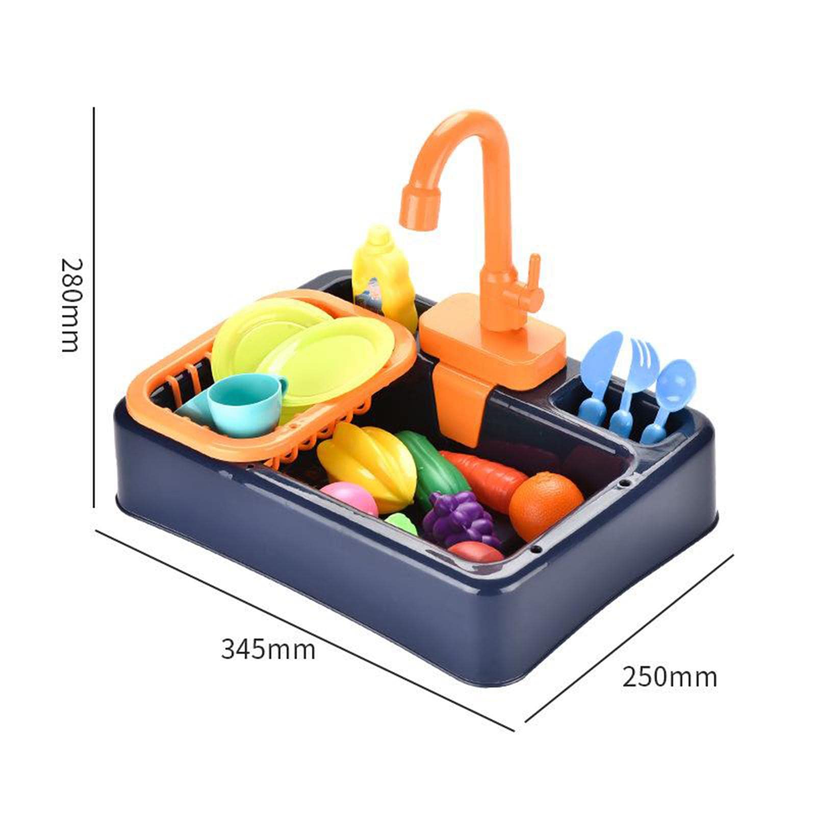 #N/A/a Fregadero de Juguete con Platos Y Agua, Juguetes de Cocina para Juegos de Imitación para Niñas Y Niños, Azul