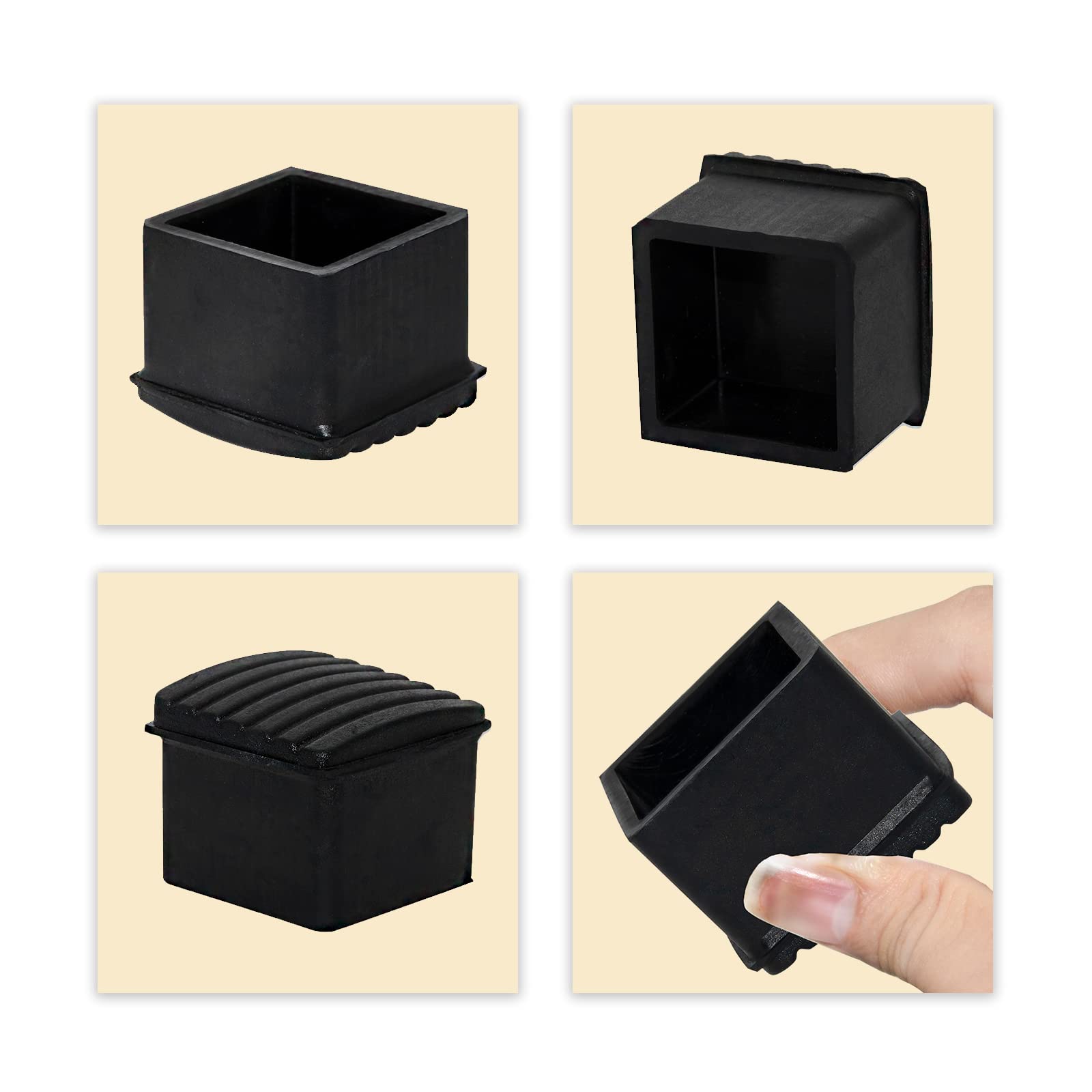 16 Pack Rectangle Silicone Chair Leg Protectors, Furniture Leg Cap, Movable Table Leg Cap, Stool Leg