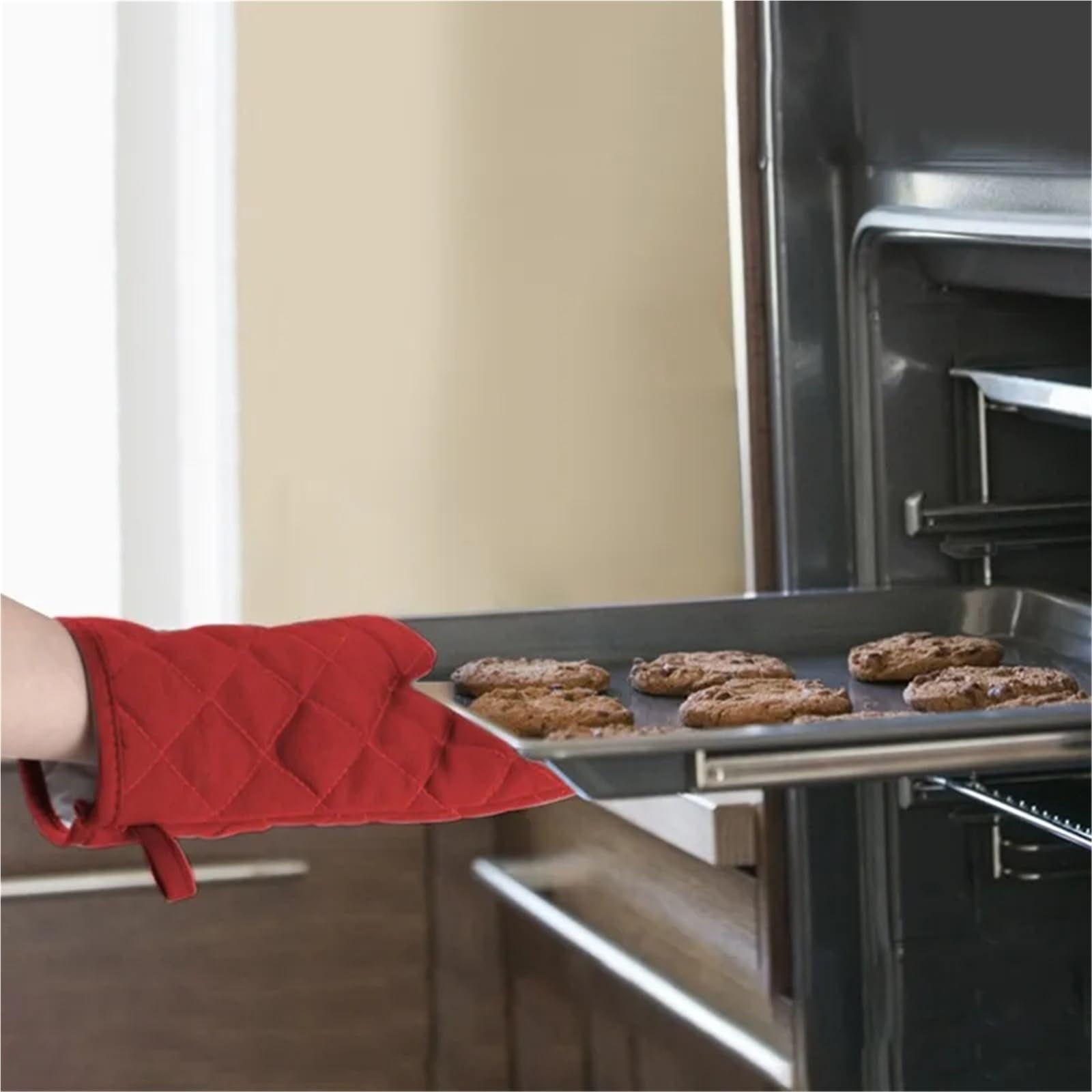 Gants de Four Longs en Tissu, 1/2 pièces, Gants Anti-brûlure résistants à la Chaleur élevée for la Cuisine, Four à Micro-Ondes(Grey-2Pcs)