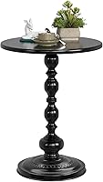SimpleTrending Round Black Metal Side Table - Small End Table, Drink Table, Sofa Tray, Pedestal Coffee Table 21" Tall