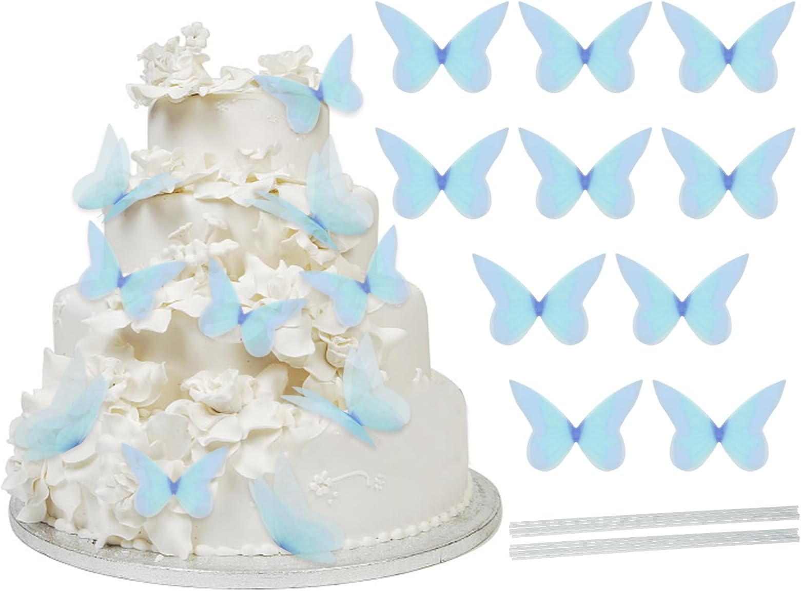 Butterfly Cake Decoration 10PCS Butterfly Cake Topper Birthday Lively Butterfly Cupcake Topper for Girls Women Happy Birthday Wedding Party Cake Wall Food Decoration Cupcake Picks (Blue)