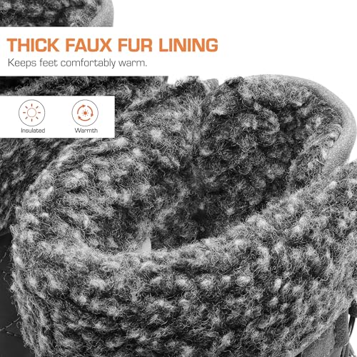 DREAM PAIRS Women's Winter Duck Boots Mid Calf Warm Insulated Faux Fur Lined Waterproof Lace Up Snow Boots,Size 10,Grey,SDSB2422W