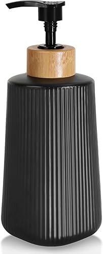 Dispensador de jabón de vidrio negro, dispensador de jabón de manos de vidrio grueso para baño, botellas de líquido para lavar platos de cocina,