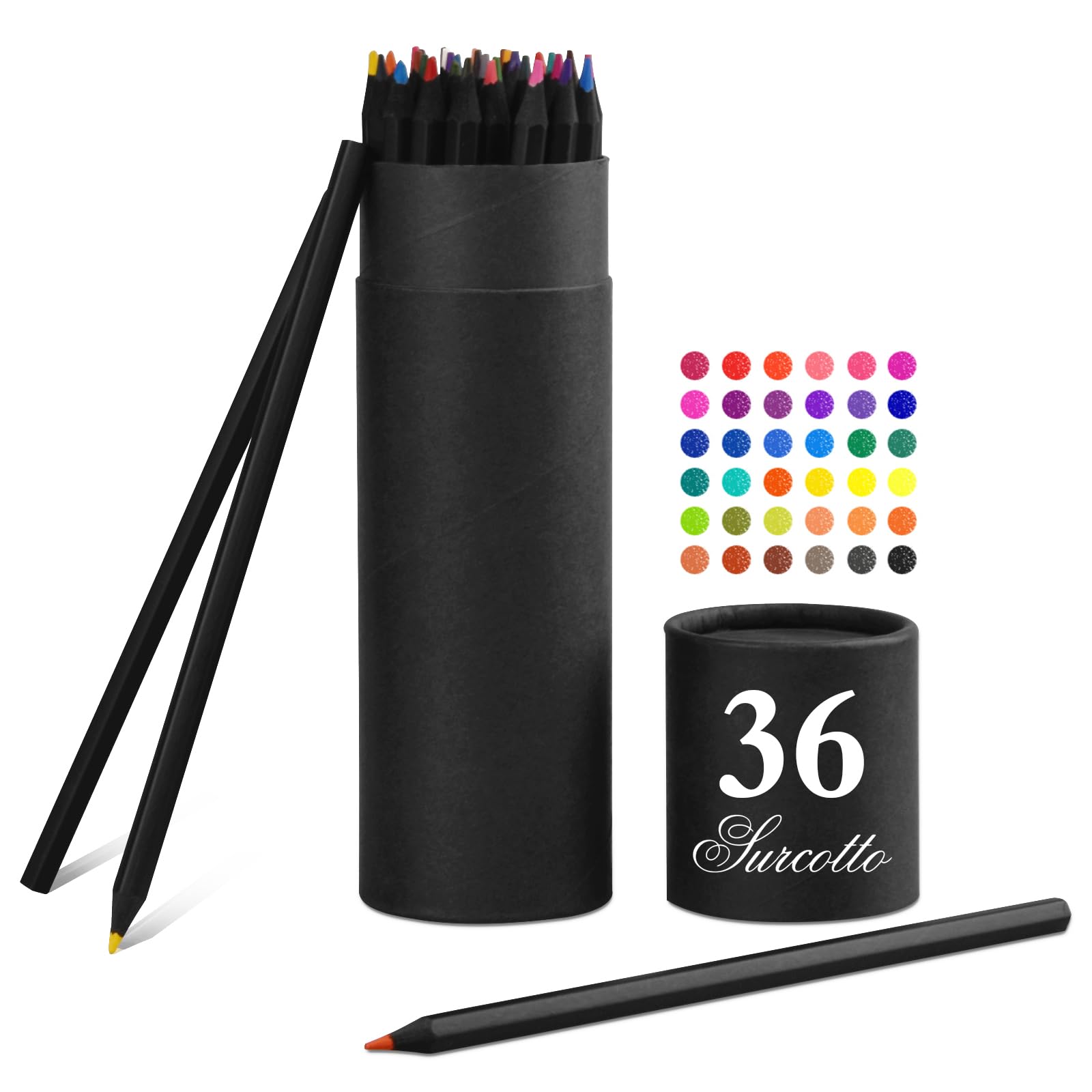 Colouring Pencils, 36 Colouring Pencils for Adult, Coloured Pencils for Beginner, Pencil Crayons for Adult - Oil-based, Vibrant Colours, Blackwood Barrel, Pre-sharpened