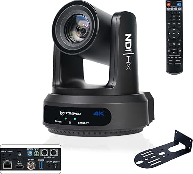 4K NDI PTZ Camera 60FPS, 4KP60 AI Auto-Tracking 20X Optical Zoom Video Conference Camera 1/1.8 UHD CMOS 8.42MP with USB 3G-SDI HDMI LAN Outputs POE Live Streaming for Church Worship Conference Events
