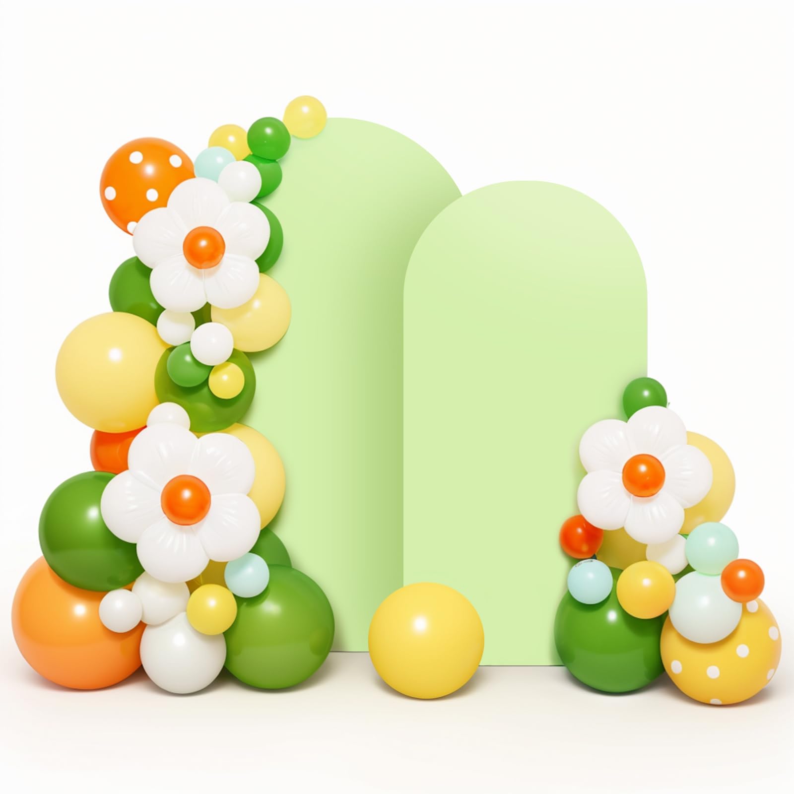 LEBENGURU Upgraded 8FT Wedding Arch Cover, 6.6FT Green Spandex Fitted Arch Backdrop Cover, Set of 2 for Round Top Chiara Stand Covers for Birthday