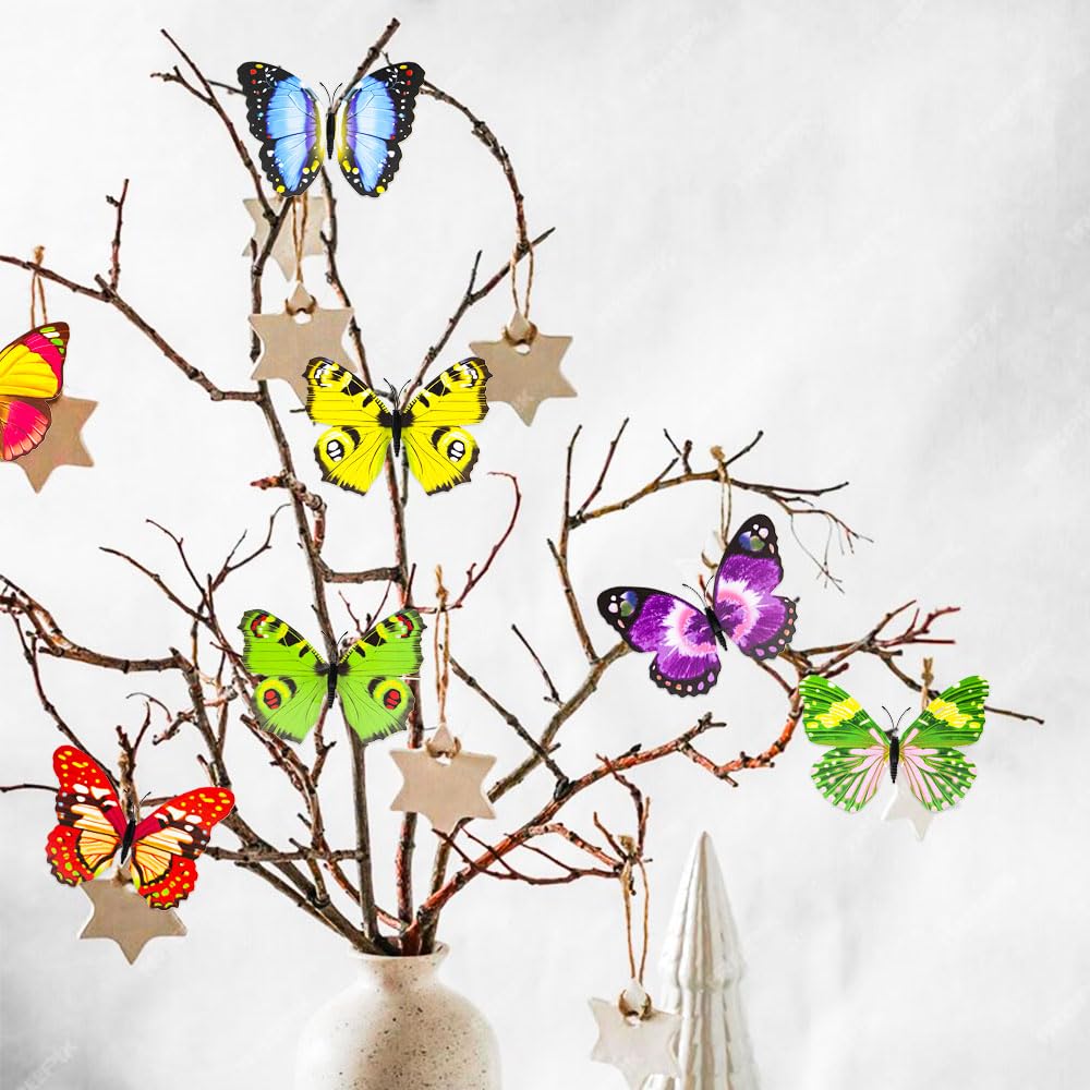 Objets Décoratifs - 3D PAPILLONS - 24 Pièces - Rose Et Bleu - Effet 3D - Décoration Murale - Maison