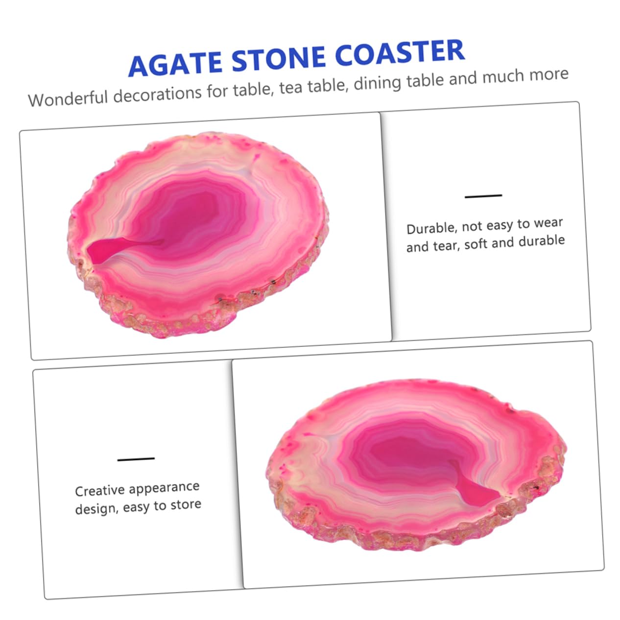 Posavasos de Piedra de Ágata Natural, 2 Piezas, Estilo Moderno | Acabado Decorativo Llamativo, Aptos para Café y Vajilla, Uso en Casa Ocasión