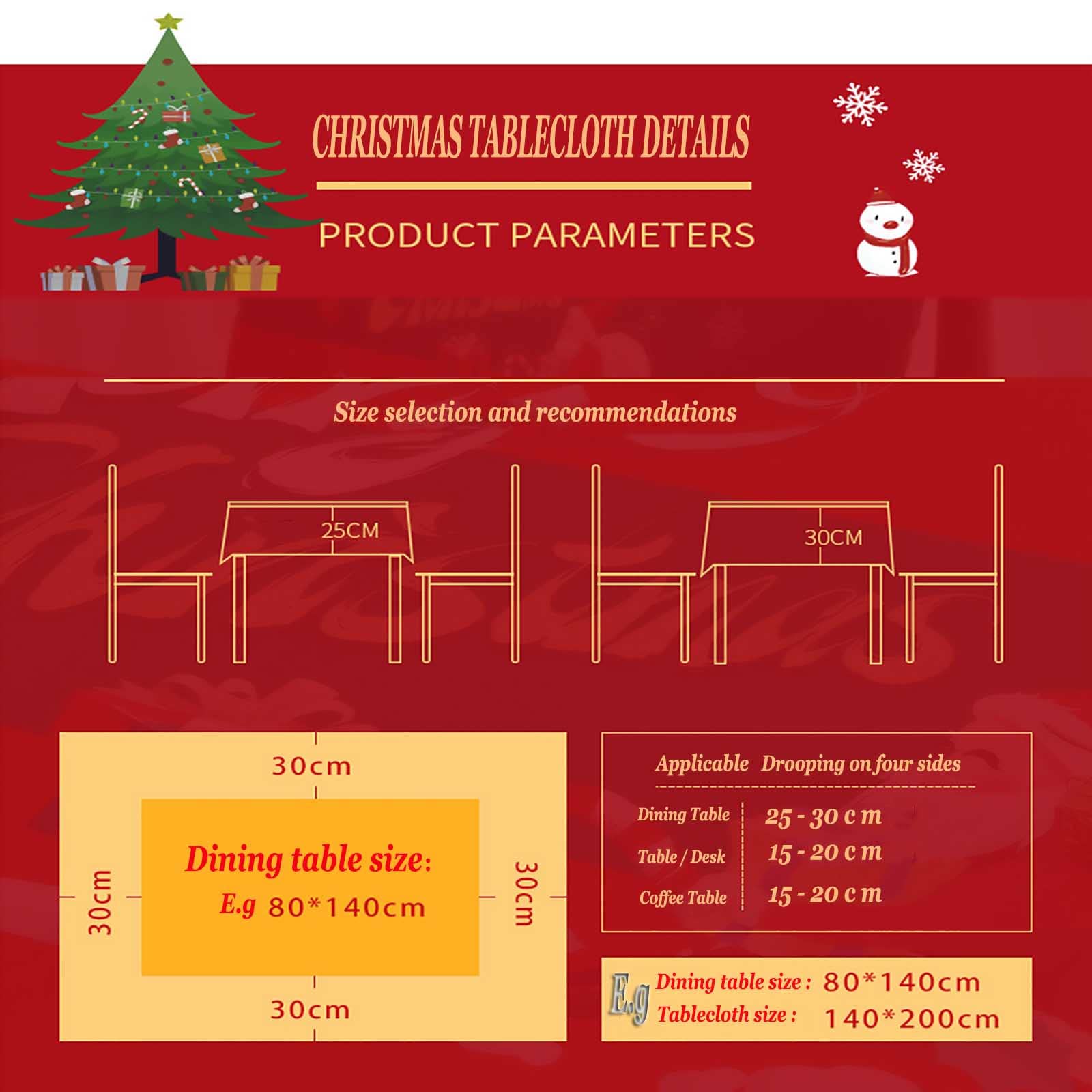 Mantel de Navidad Rojo, Manteles Mesa Rectangular Tela de Navidad, Mantel Navidad Grande Lavable de Flores, Manteles Navidad Impermeables, Mantel Navideño Decoracion Hogar,150x400cm
