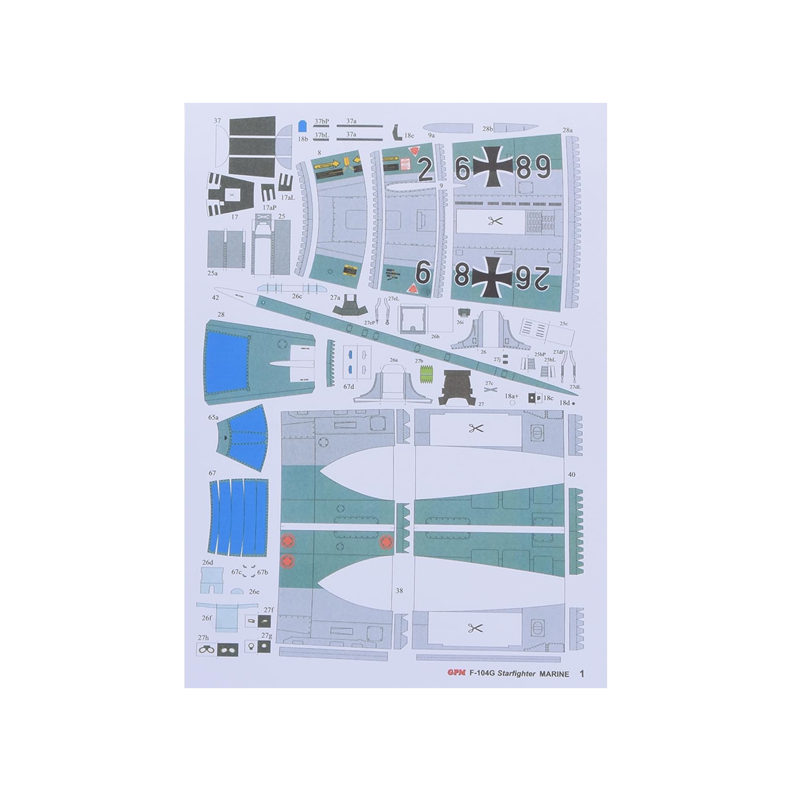 MOOKEENONE 1:33 US F-104G Starfighter Military Fighter Aircraft Paper Model Simulation Collection Display (Unassembled Kit)