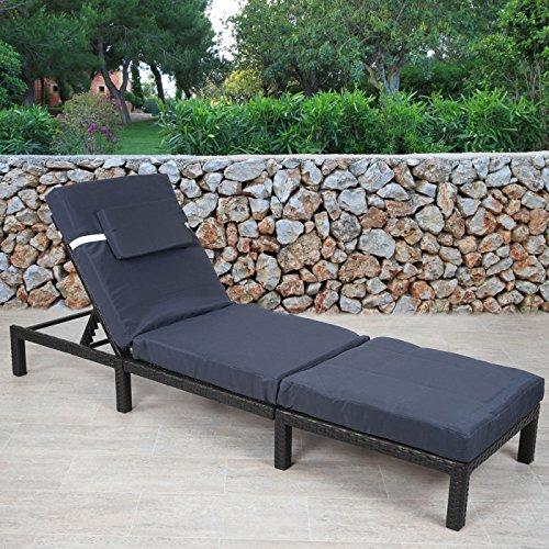 Sonnenliege Mendler Poly-Rattan HWC-A51 mit Kissen grau