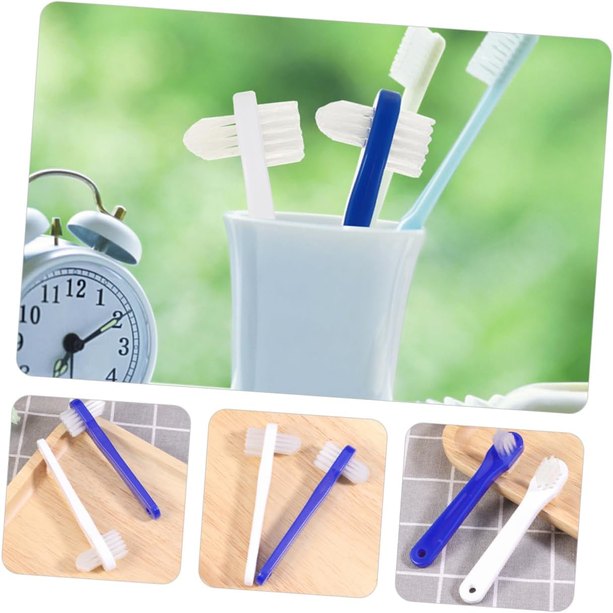8pcs Double-Sided Denture Cleaning Brush for Portable Oral Care Small Ergonomic Design Braces Cleaner for Travel and Home Use