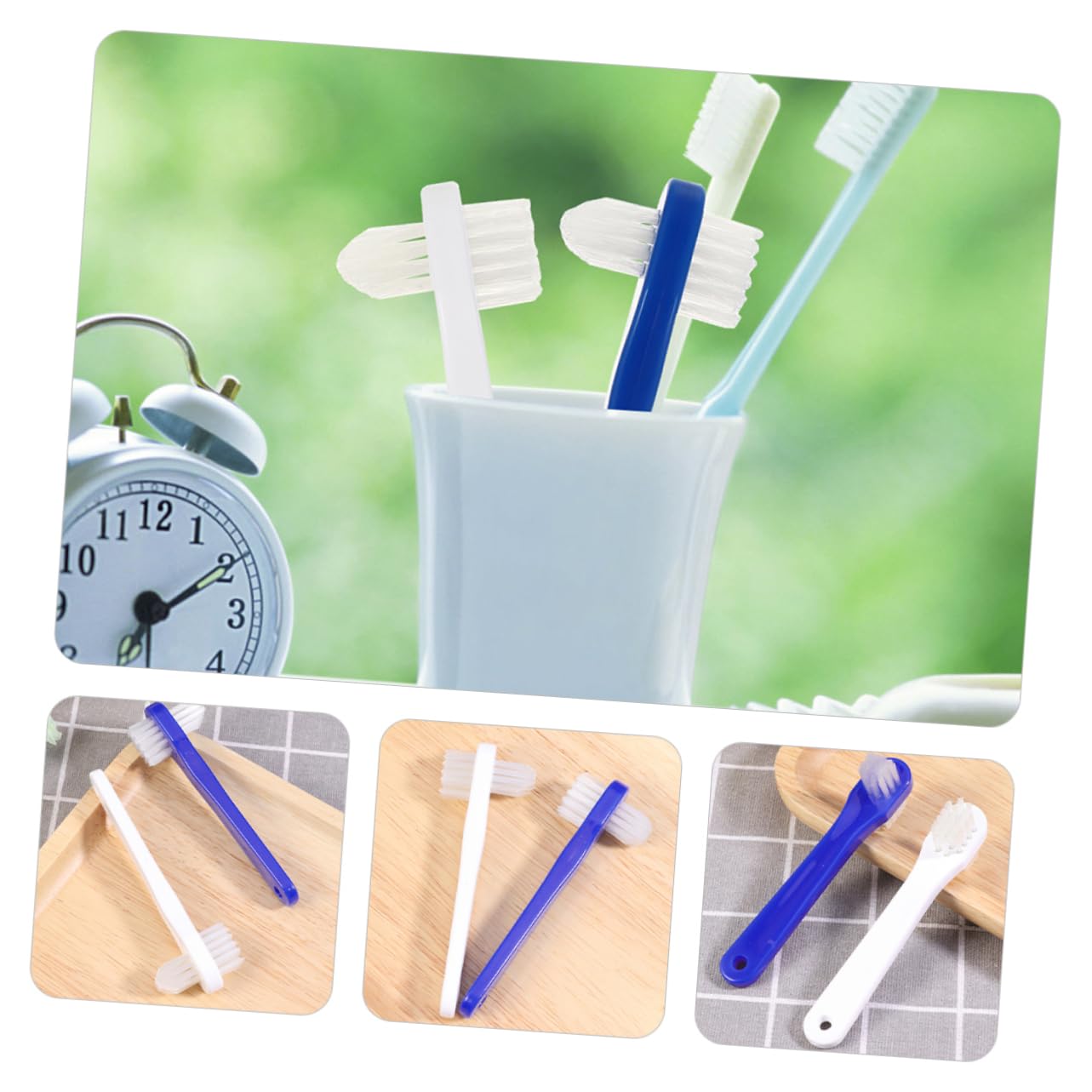 8pcs Portable Denture Brush Compact Dual-sided Cleaning Tool for Easy Oral Care for Household Use Lightweight Convenient for Travel