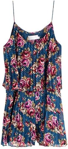 Zimmermann monos de georgette plisado floral azul de segunda mano