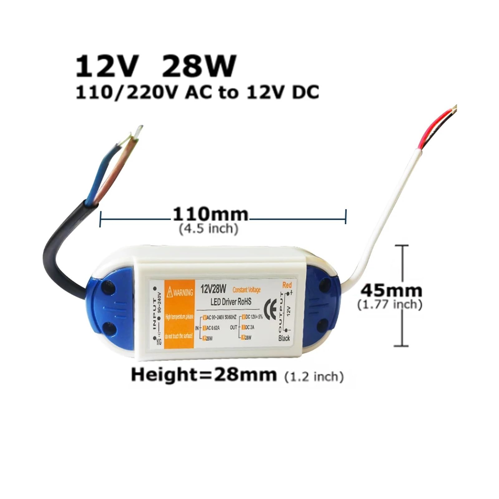 12 Volt Netzteil LED-Treiber 12V 18W 28W 48W 72W 100W AC 110V 220V auf 12V DC Adapter Beleuchtung Trafo für LED Light Strip CCTV (12V 100W)