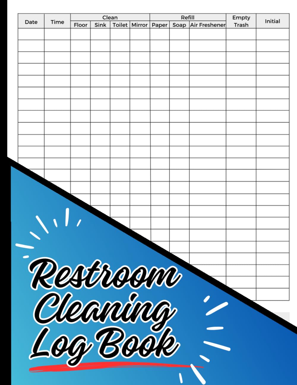 Restroom Cleaning Log Book Cleaning Records Notebook / Restroom