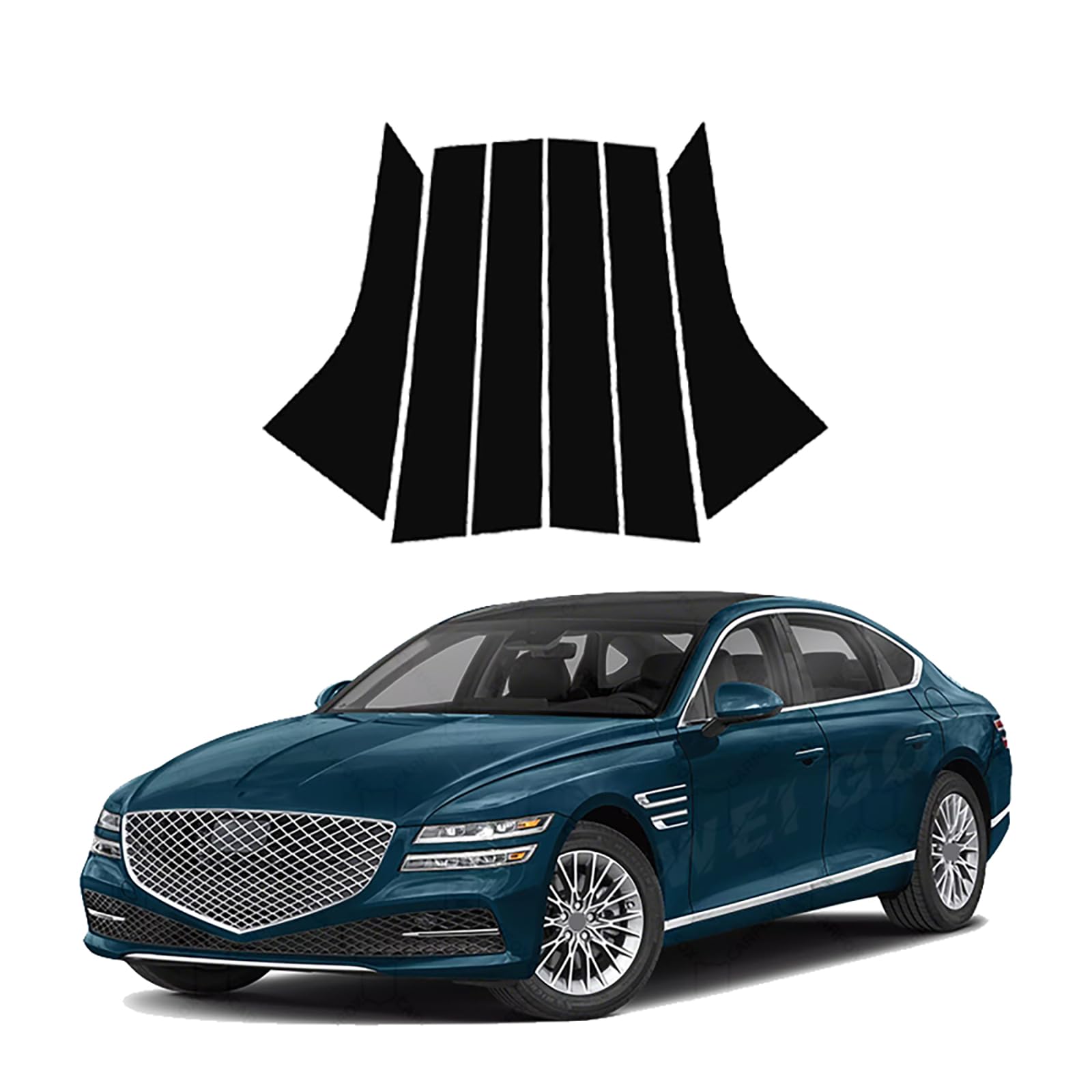 Pegatinas de molduras para ventanas de Genesis G80: Paneles de pilares negros 8