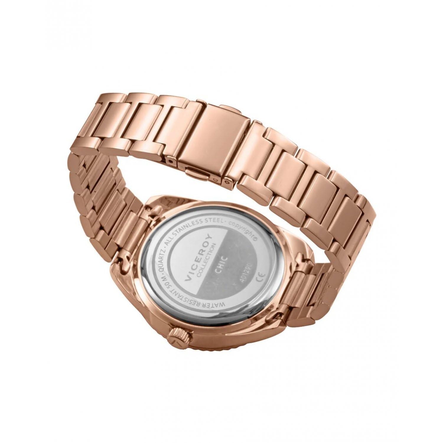 Viceroy Reloj Mujer 401290-75 – Caja y Brazalete de Acero Rosado, Esfera Rosa con Calendario, Movimiento de Cuarzo, 38mm, 5 ATM