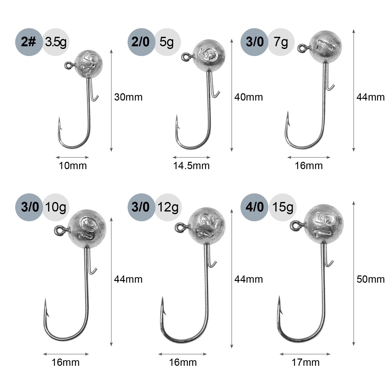 Juego de 30 anzuelos afilados para peces de goma, varios pesos, adecuados para agua dulce y salada, ideal para percas, luciopercas y peces depredadores (3,5 – 15 g)