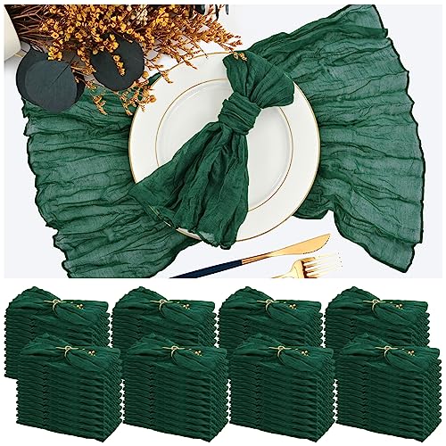 Servilletas de gasa verde esmeralda de 50x50 cm para bodas rústicas y banquetes boho 2