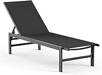 Vexwalx Aluminum Outdoor Lounge Chair with 5-Position Recliner - Weatherproof Poolside Chaise for Patio, Backyard, Deck (Black)