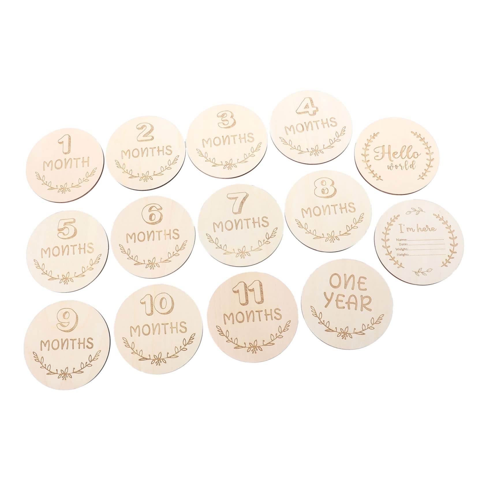 HEMOTON Newborn Milestone Markers Wooden Baby Monthly Milestone Cards Photo Props Keepsake