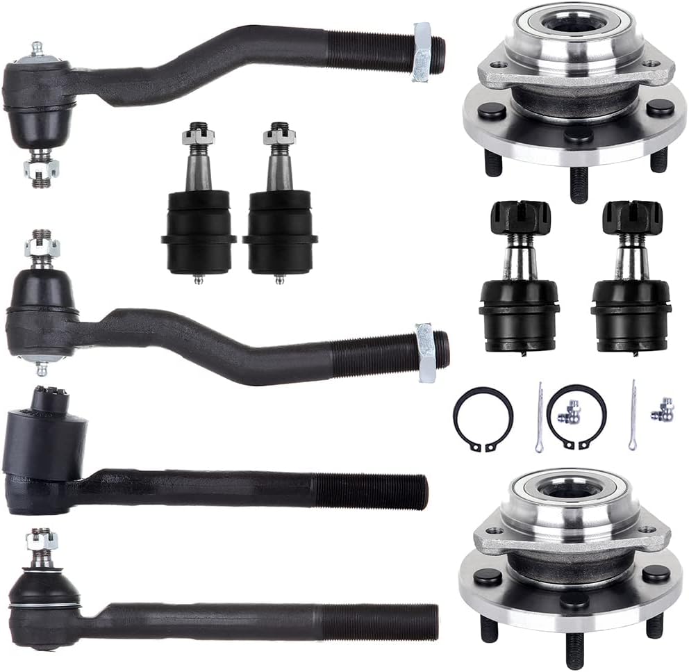 10PCS ASTOU Front Suspension Kit fit 1999-2004 for Jeep Grand Cherokee Inner Outer Tie Rod Ends Lower Upper Ball Joints Wheel Bearing Hub