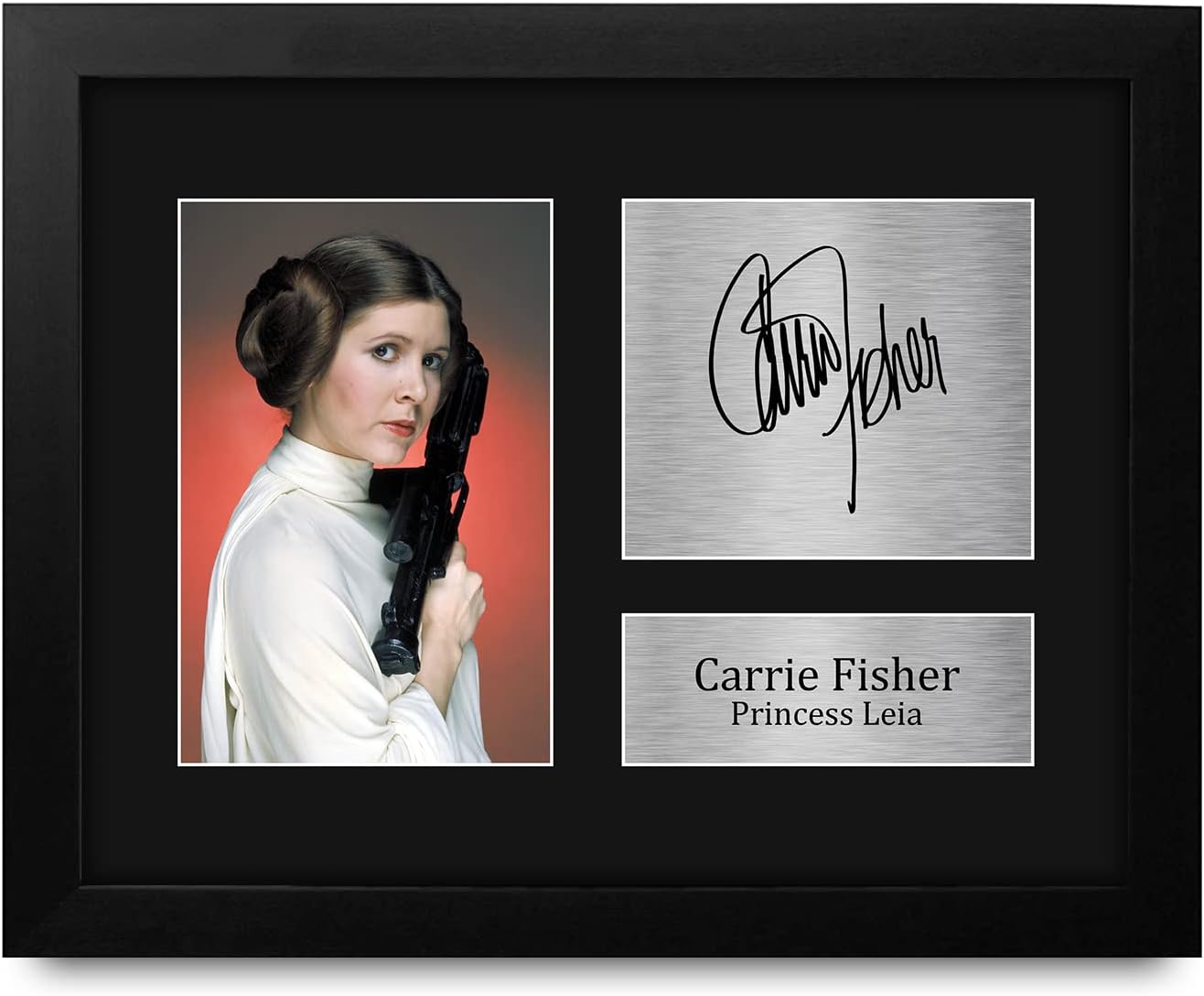 HWC Trading Carrie Fisher Gift USL Framed Signed Printed Autograph Star Wars Gifts Print Photo Picture Display - US Letter Size