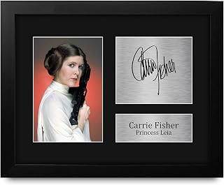 HWC Trading Carrie Fisher Gift USL Framed Signed Printed Autograph Star Wars Gifts Print Photo Picture Display - US Letter Size